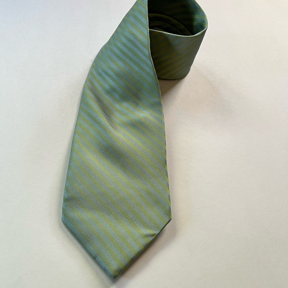 Pronto Uomo Silk Necktie Blue and Green Striped